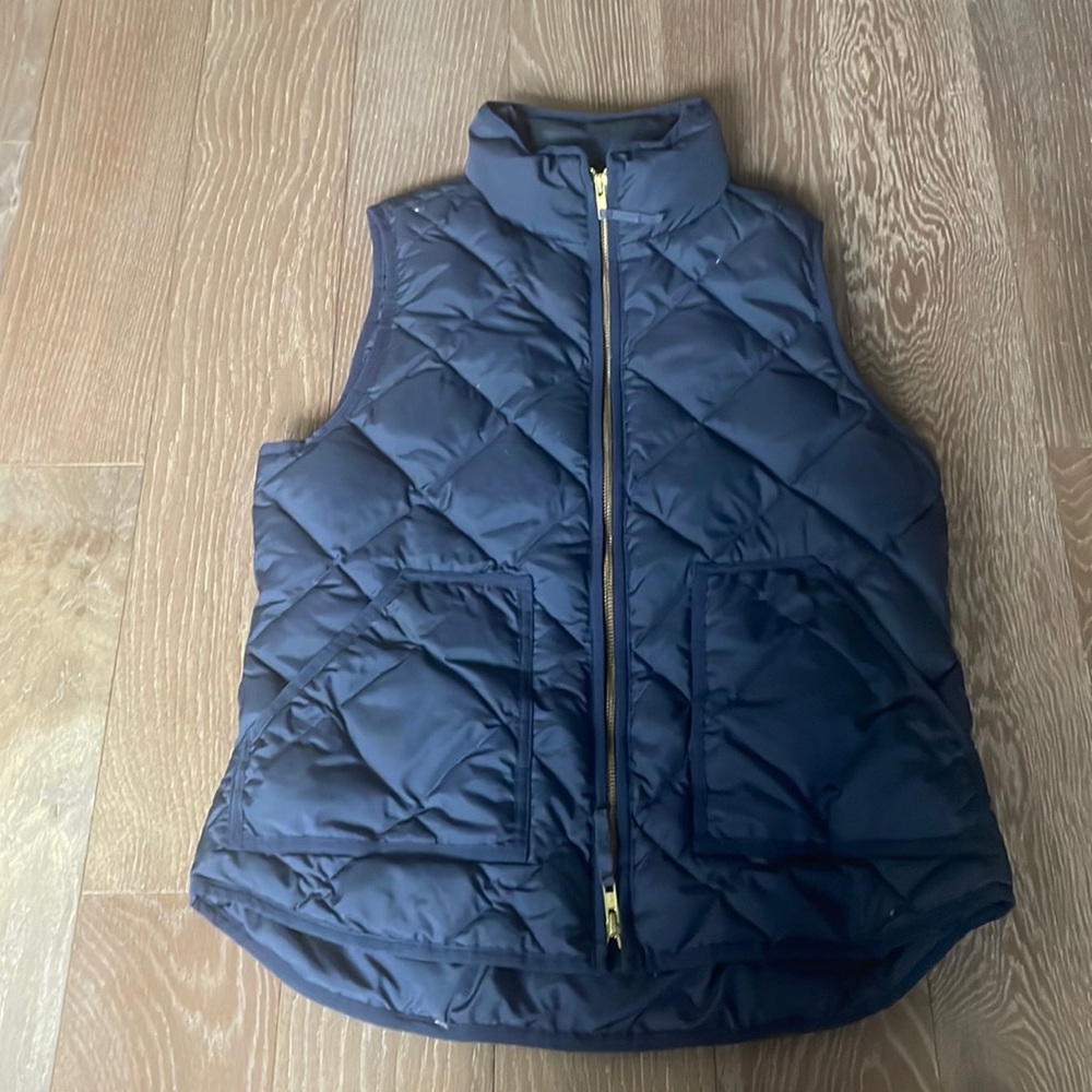 Navy, double zipper, J Crew puffer vest